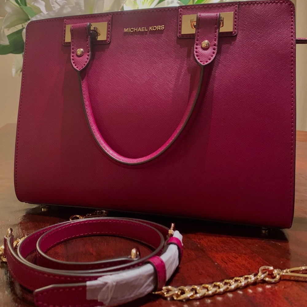 Michael Kors Quinn medium leather satchel.